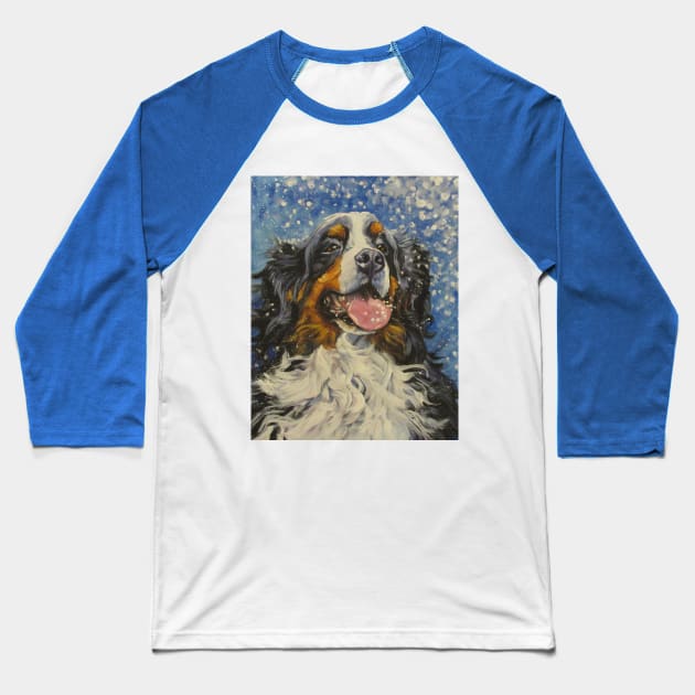Bernese Mountain Dog Fine Art Painting Baseball T-Shirt by LASHEPARD